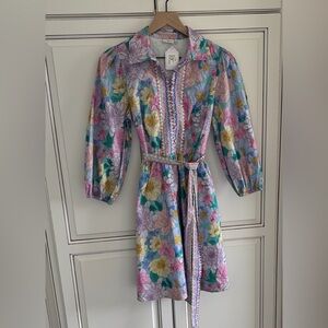 Hermoza Halle Sweet Day Cotton Pink Floral Sundress Spring Easter Dress Small